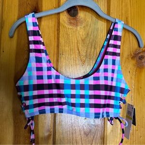Hula Honey Check It Out Printed Bralette Bikini Top